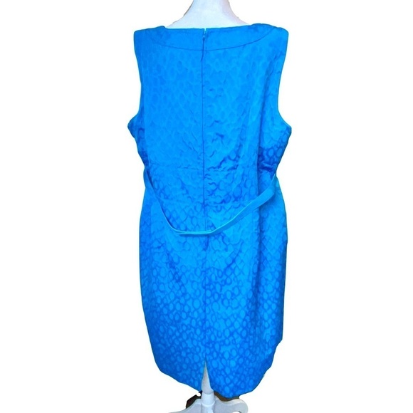 Studio 1 Agua Blue Formal Sleeveless Dress w/Flowered Belt V-neck Front Size 20W - Picture 3 of 12